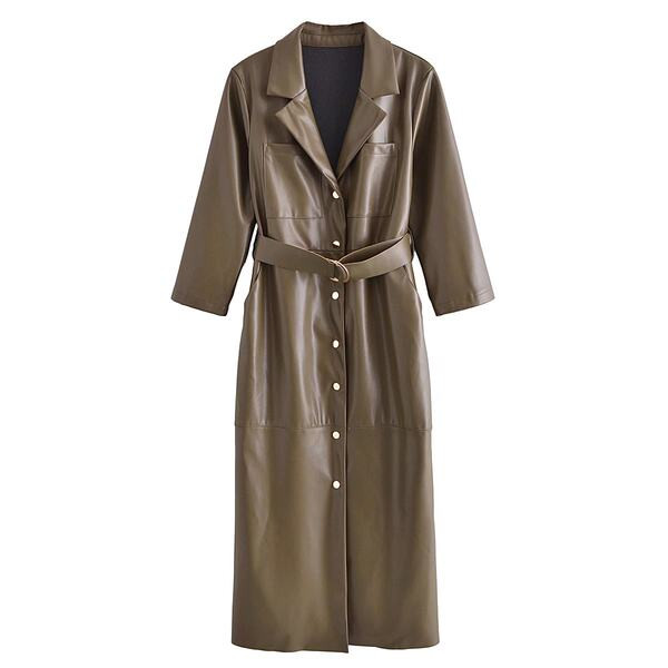 Naiste nahast kleit vöörihma ja nööpidega