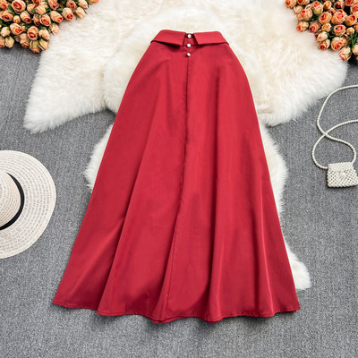 Naiste lõikega pikk seelik kõrge vöökohaga