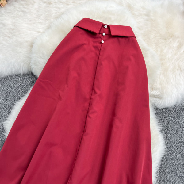 Naiste lõikega pikk seelik kõrge vöökohaga