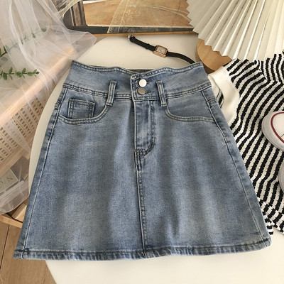 Kahes värvitoonis kõrge vöökohaga lühike naiste seelik