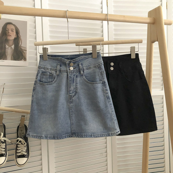 Kahes värvitoonis kõrge vöökohaga lühike naiste seelik