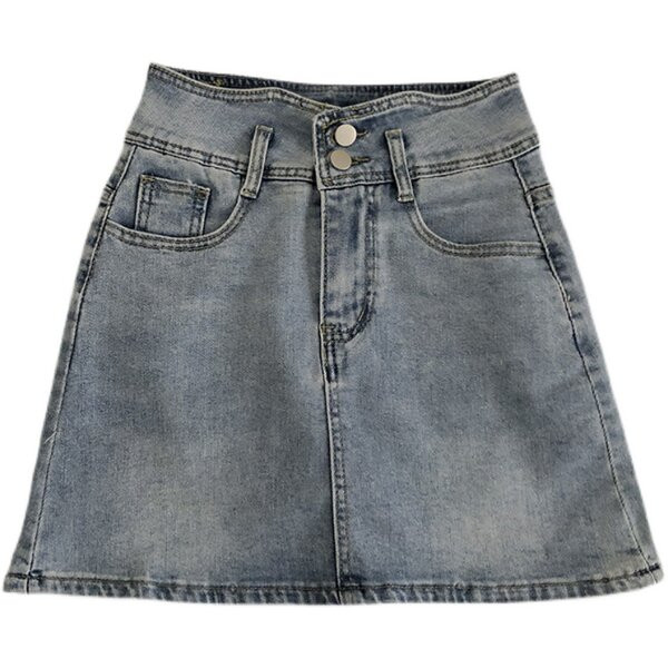 Kahes värvitoonis kõrge vöökohaga lühike naiste seelik