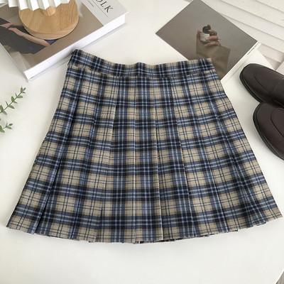 Naiste ruuduline seelik kõrge vöökohaga mitut värvi