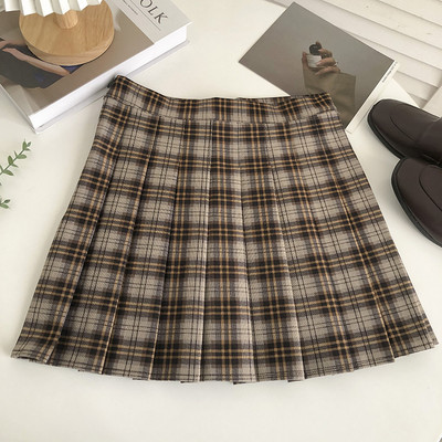 Naiste ruuduline seelik kõrge vöökohaga mitut värvi