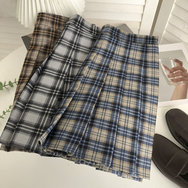 Naiste ruuduline seelik kõrge vöökohaga mitut värvi