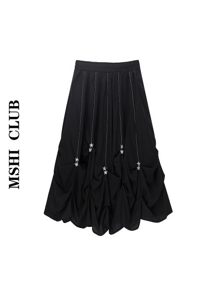 Fusta lunga de dama in negru si talie inalta