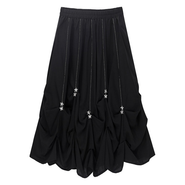 Fusta lunga de dama in negru si talie inalta