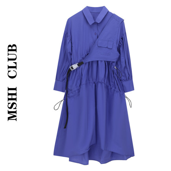 Rochie de dama moderna model asimetric in albastru