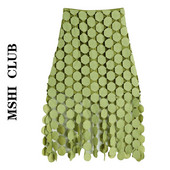 Moodne kõrge vöökohaga naiste seelik, roheline