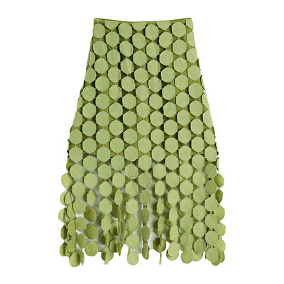 Moodne kõrge vöökohaga naiste seelik, roheline
