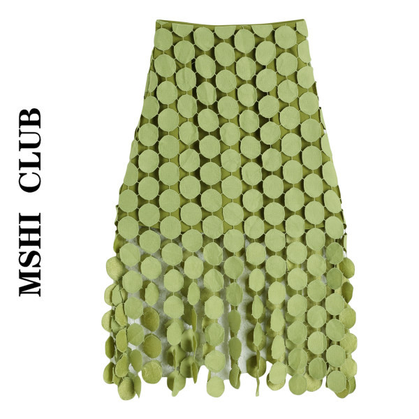 Moodne kõrge vöökohaga naiste seelik, roheline