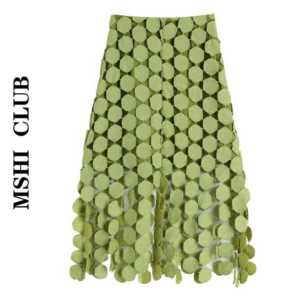 Moodne kõrge vöökohaga naiste seelik, roheline