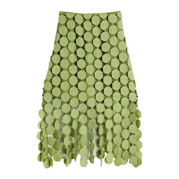 Moodne kõrge vöökohaga naiste seelik, roheline