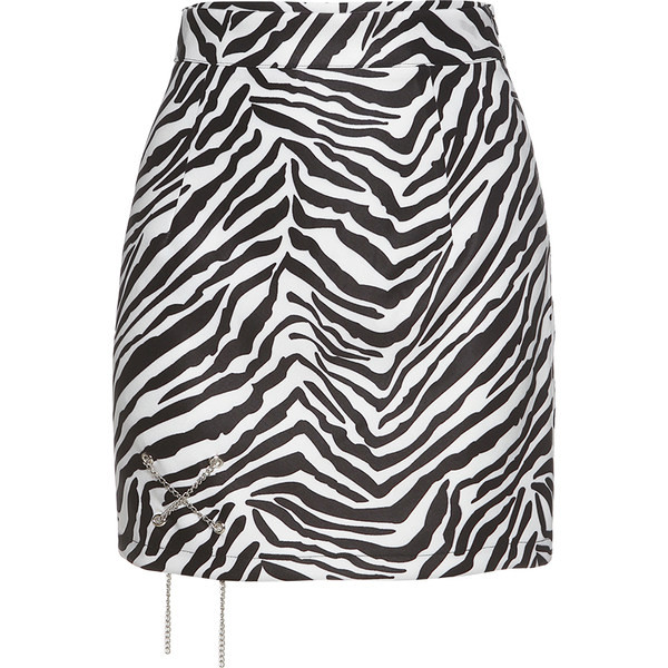 Naiste lühike seelik loomamustri ja metallelemendiga