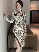 Moodne pikkade varrukatega naiste kleit