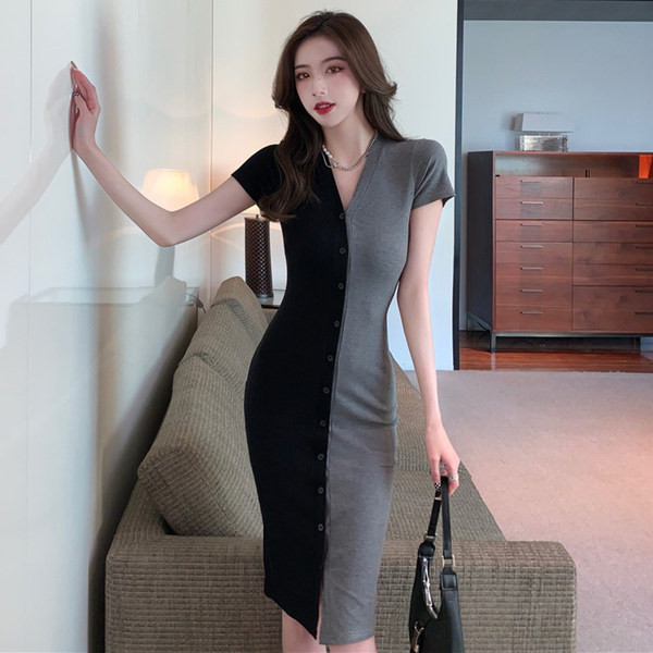 Lühikeste varrukatega pikk naiste kleit kehale