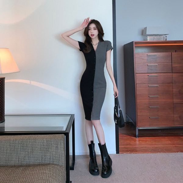 Lühikeste varrukatega pikk naiste kleit kehale