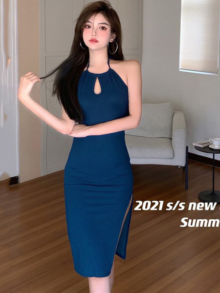 Moodne liibuv lõhikuga kleit