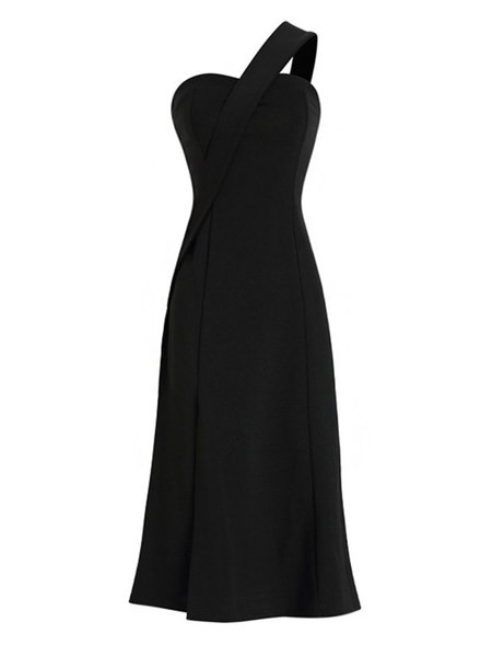 Naiste pikk kleit ühe õla ja lõhikuga