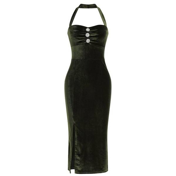 Naiste sametkleit rohelise lõhikuga