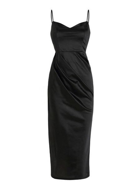 Moodne naiste kleit õhukeste rihmadega - musta värvi