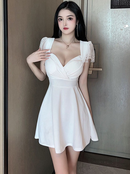 Rochie de dama cu decolteu spitz - doua culori