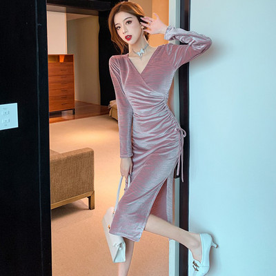 Pikk naiste sametkleit – roosat värvi