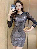 Lühike liibuv kleit litrite ja tüllvarrukatega