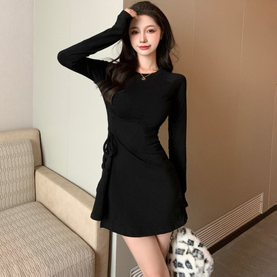 Pikkade varrukatega naiste kleit