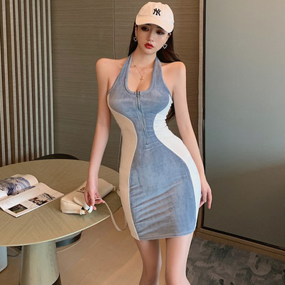 Naiste lühike liibuv lukuga kleit