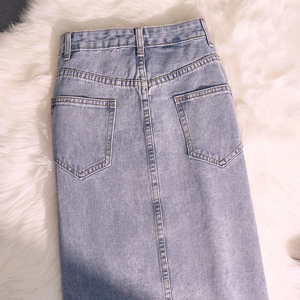 Naiste kõrge vöökohaga teksaseelik – sirge mudel