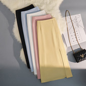 Uus mudel lõhiku ja kõrge vöökohaga naiste seelik