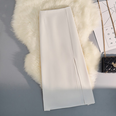 Uus mudel lõhiku ja kõrge vöökohaga naiste seelik