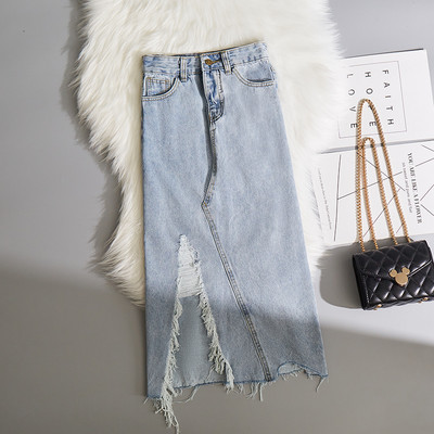 Lõhiku ja kõrge vöökohaga teksaseelik