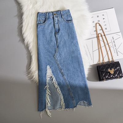 Lõhiku ja kõrge vöökohaga teksaseelik