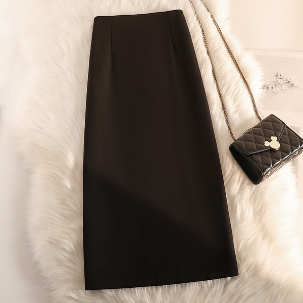 Sirge mudeli naiste pikk seelik kõrge vöökohaga