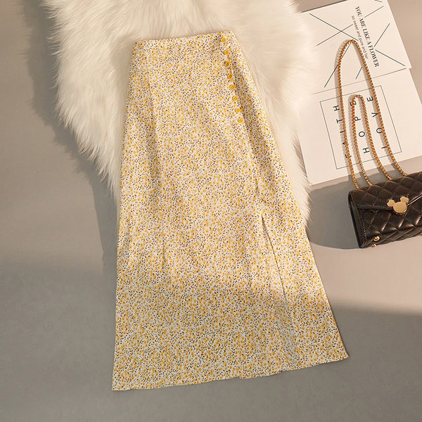 Lillemustri ja kõrge vöökohaga vabaaja naiste seelik