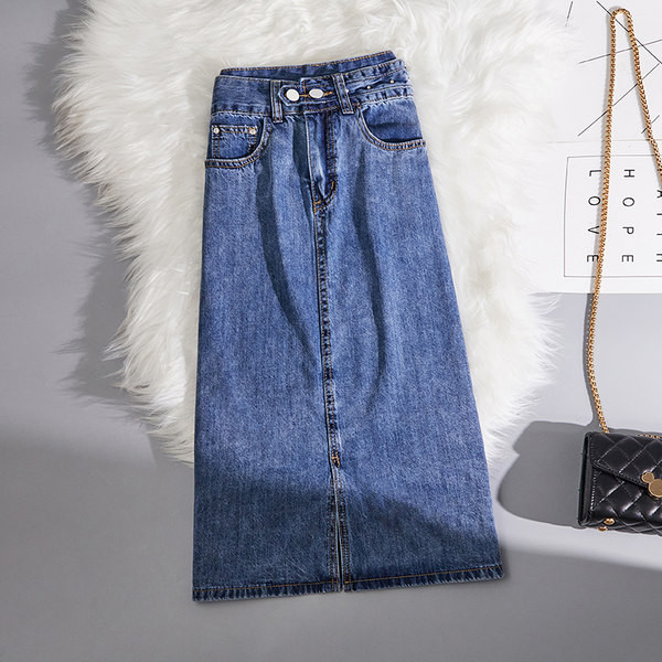 Naiste kõrge vöökoha ja taskutega teksaseelik