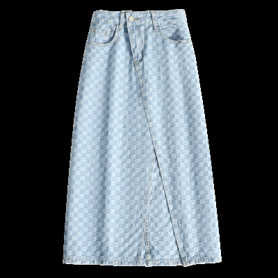 Casual τζιν φούστα με σκίσιμο