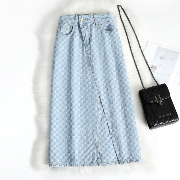 Casual τζιν φούστα με σκίσιμο