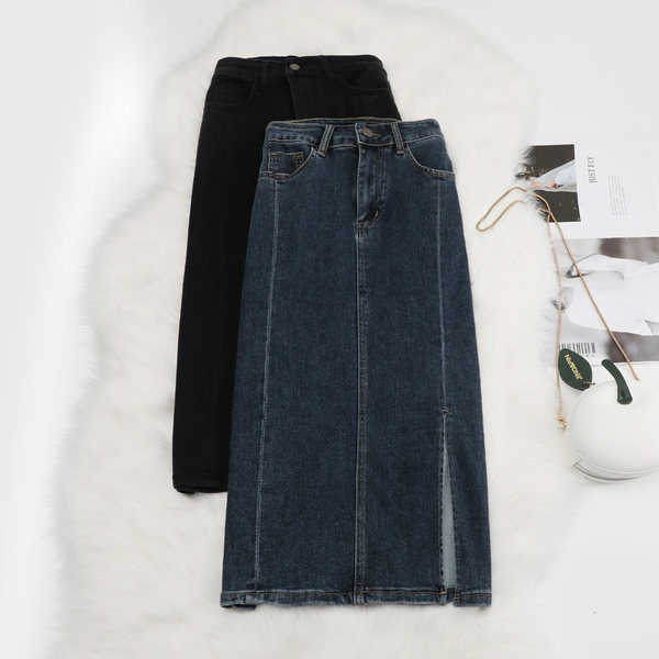 Naiste lõhikuga teksaseelik