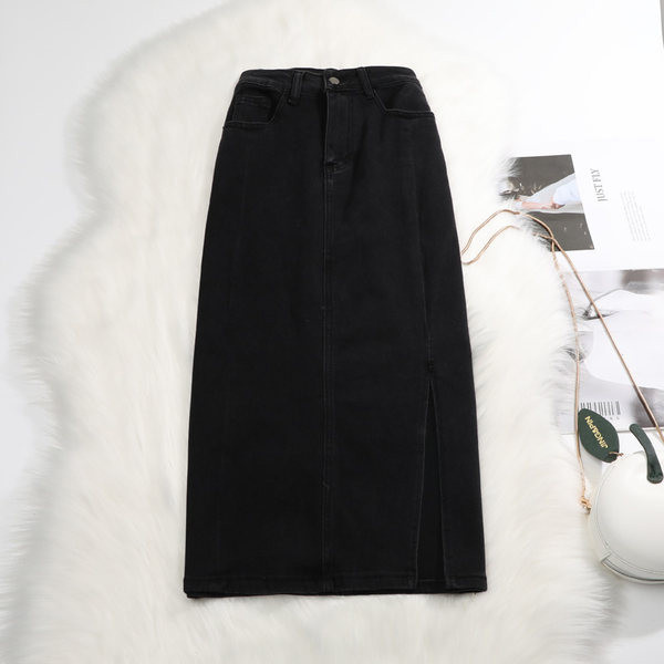 Naiste lõhikuga teksaseelik