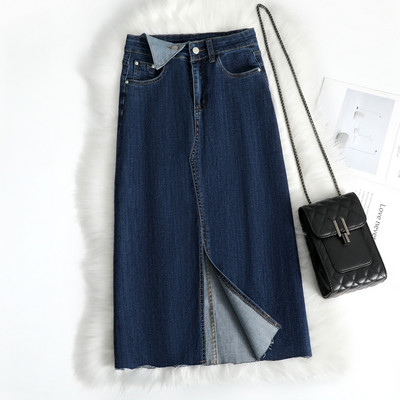 Pikk lõhikuga teksaseelik – puhas mudel