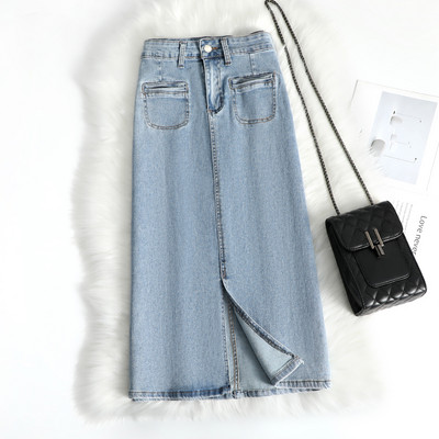 Γυναικεία τζιν φούστα  ψηλόμεση - μπλε χρώμα