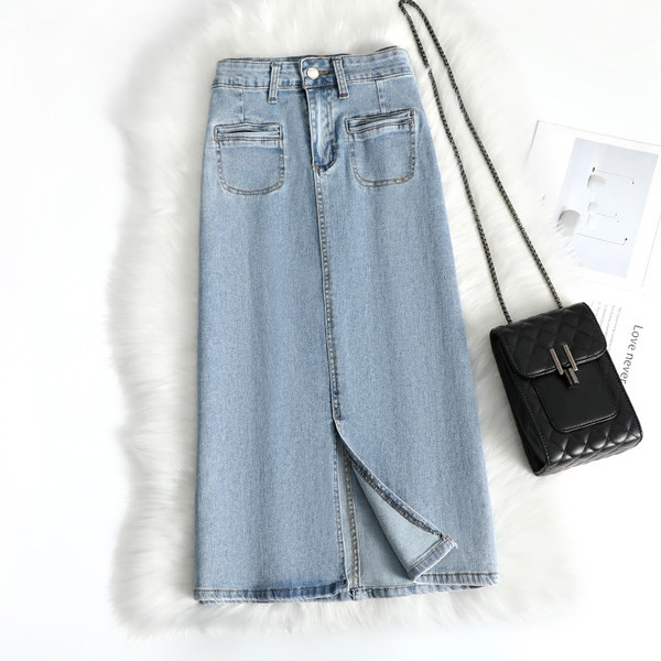 Γυναικεία τζιν φούστα  ψηλόμεση - μπλε χρώμα