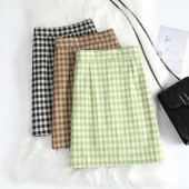 Moodne kõrge vöökohaga ruuduline seelik