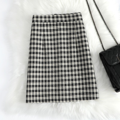 Moodne kõrge vöökohaga ruuduline seelik