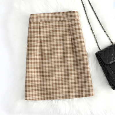 Moodne kõrge vöökohaga ruuduline seelik