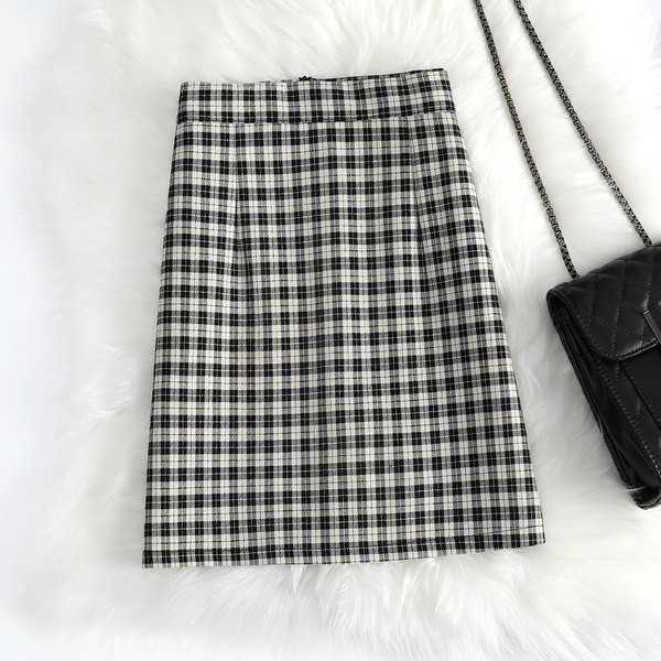 Moodne kõrge vöökohaga ruuduline seelik