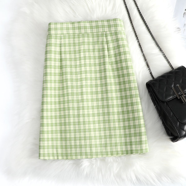 Moodne kõrge vöökohaga ruuduline seelik